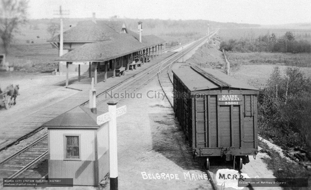 Postcard: Belgrade, Maine, Maine Central Railroad